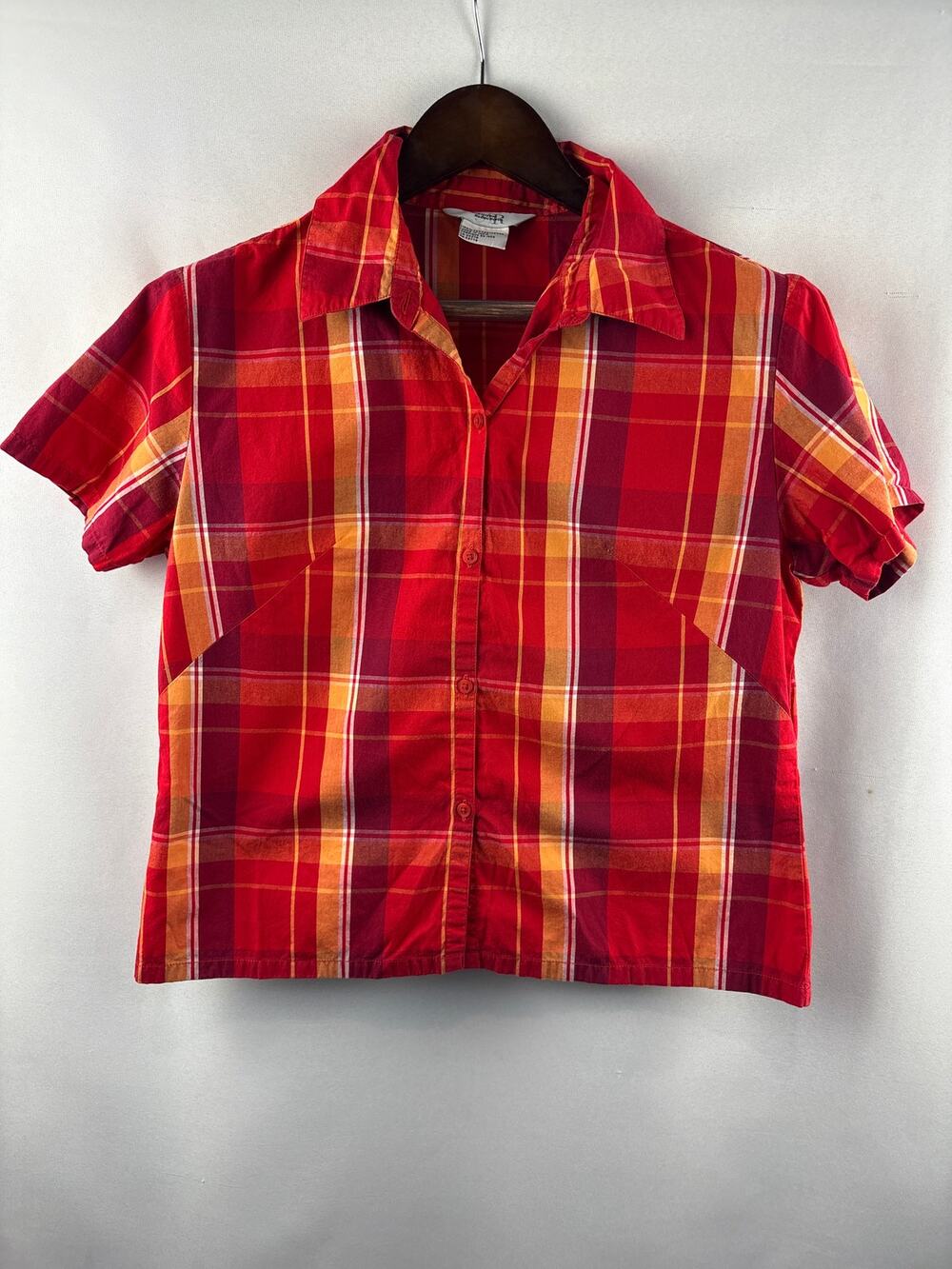 Women’s Northern Reflections Medium Red & Orange Plaid Button Up